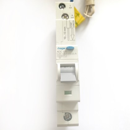 Hager ADC120 C20 20A 20 Amp 30mA RCBO Circuit Breaker Type AC